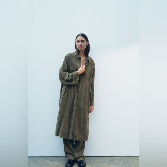 ZARA ZW COLLECTION WASHED LYOCELL TRENCH - Picture 16 of 16